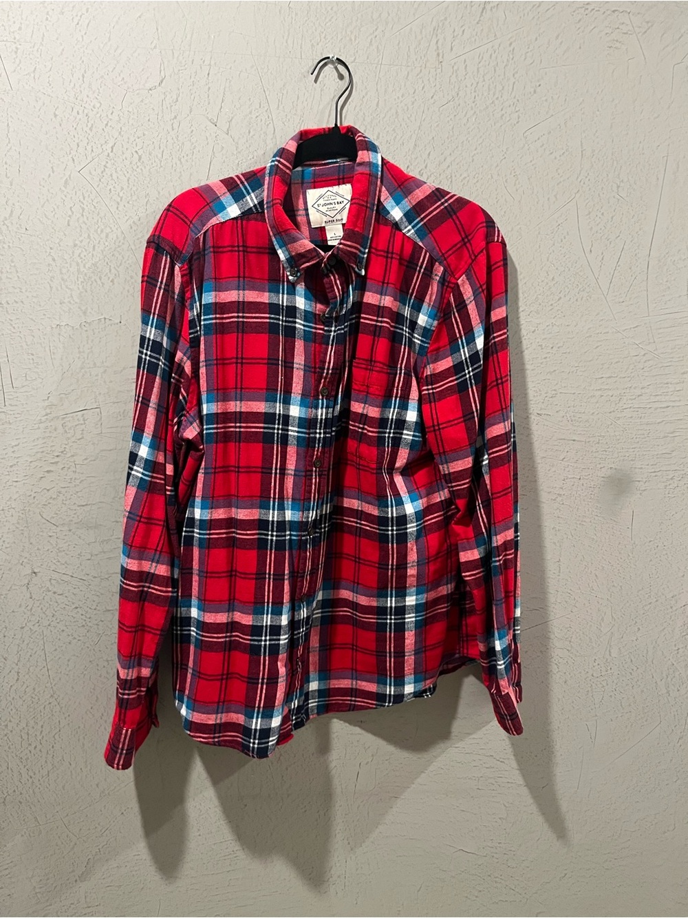 St. John's Bay Red Plaid Button-Down Shirt